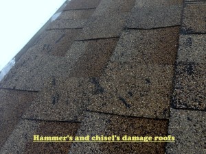 improper ice dam removal can damage your roof, photo of improper ice dam removal, ice dam removal company